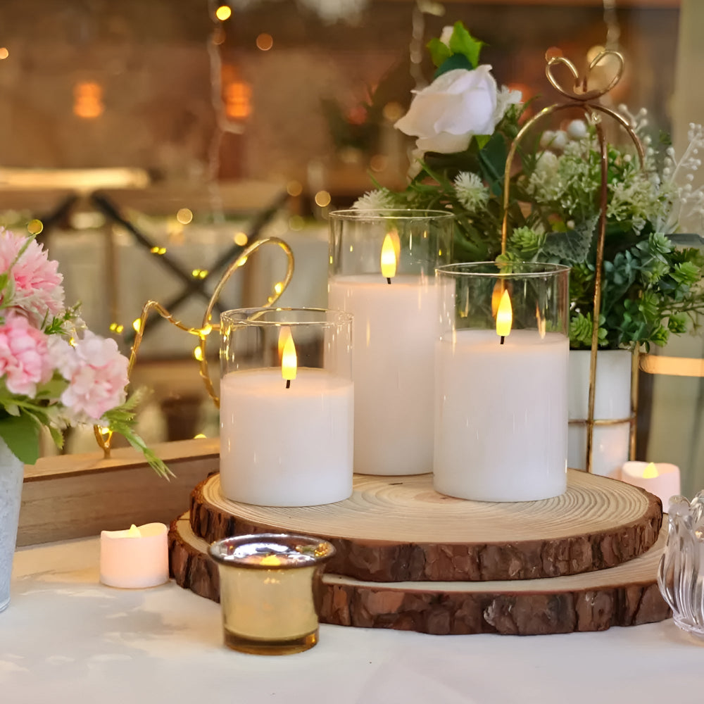 Velonaliving - 3D Flameless Candle - 3pcs Set