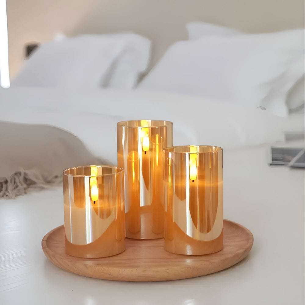 Velonaliving - 3D Flameless Candle - 3pcs Set