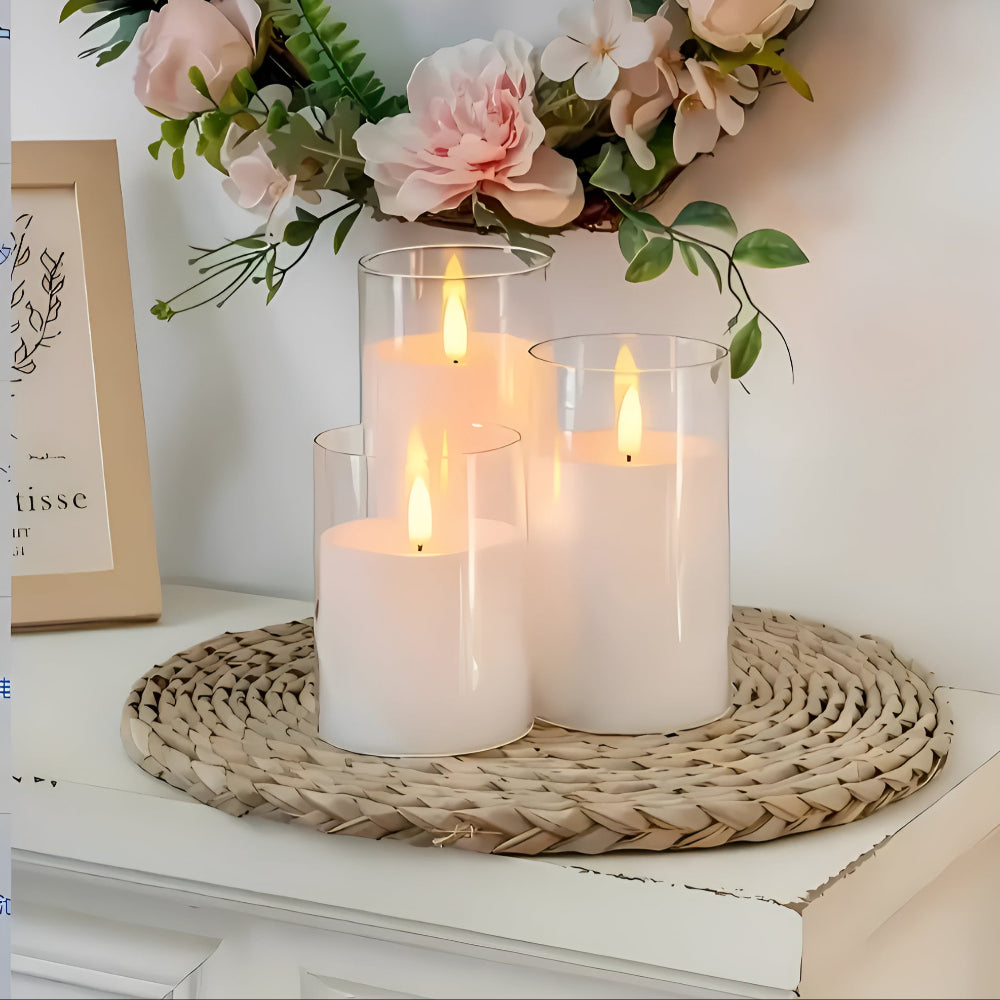 Velonaliving - 3D Flameless Candle - 3pcs Set